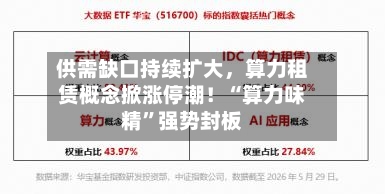 供需缺口持续扩大	，算力租赁概念掀涨停潮！“算力味精”强势封板-第2张图片