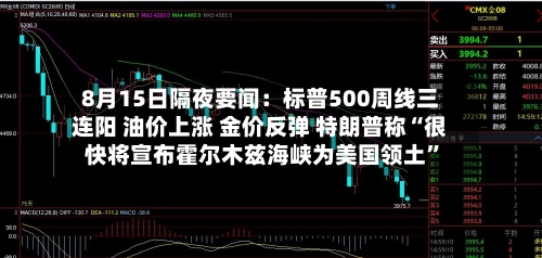 8月15日隔夜要闻：标普500周线三连阳 油价上涨 金价反弹 特朗普称“很快将宣布霍尔木兹海峡为美国领土	”-第2张图片