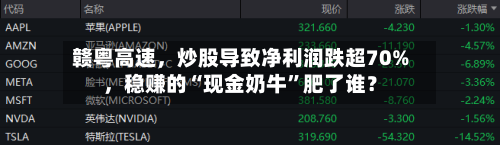 赣粤高速，炒股导致净利润跌超70%，稳赚的“现金奶牛”肥了谁？