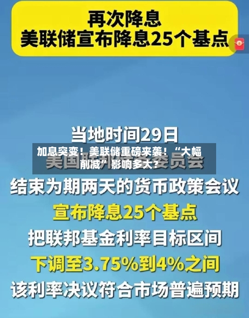 加息突变！美联储重磅来袭！“大幅削减” 影响多大？-第2张图片