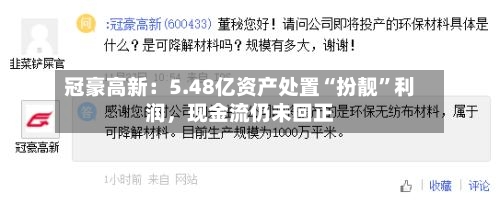 冠豪高新：5.48亿资产处置“扮靓”利润，现金流仍未回正-第3张图片
