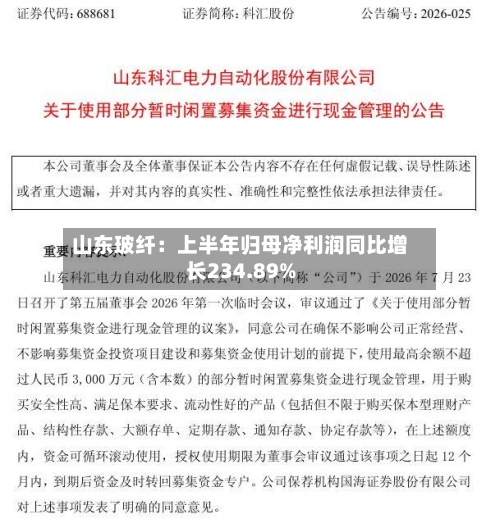 山东玻纤：上半年归母净利润同比增长234.89%-第3张图片