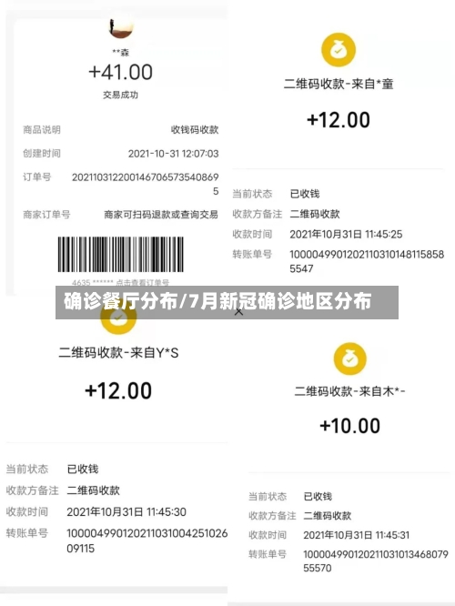 确诊餐厅分布/7月新冠确诊地区分布