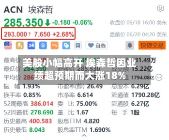 美股小幅高开 埃森哲因业绩超预期而大涨18%