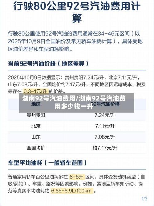 湖南92号汽油费用/湖南92号汽油费用多少钱一升-第2张图片