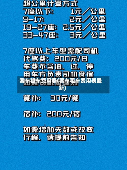 客车租车费用表(客车租车费用表最新)-第2张图片