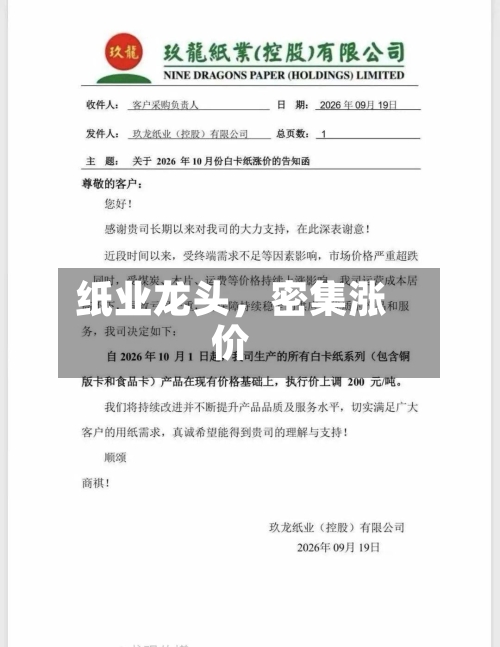 纸业龙头，密集涨价-第3张图片