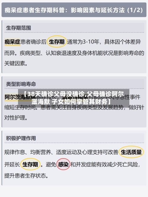 【38天确诊父母没确诊,父母确诊阿尔滋海默 子女如何掌管其财务】