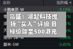 高盛：澜起科技维持“买入	”评级 目标价降至500港元-第3张图片