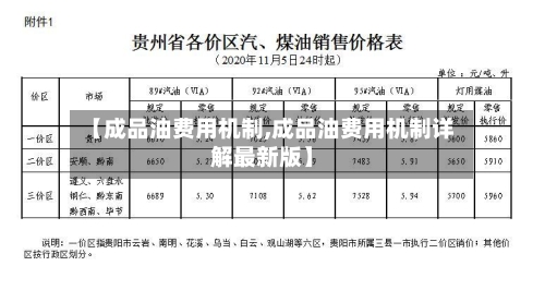 【成品油费用机制,成品油费用机制详解最新版】