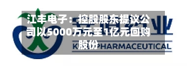 江丰电子：控股股东提议公司以5000万元至1亿元回购股份-第2张图片